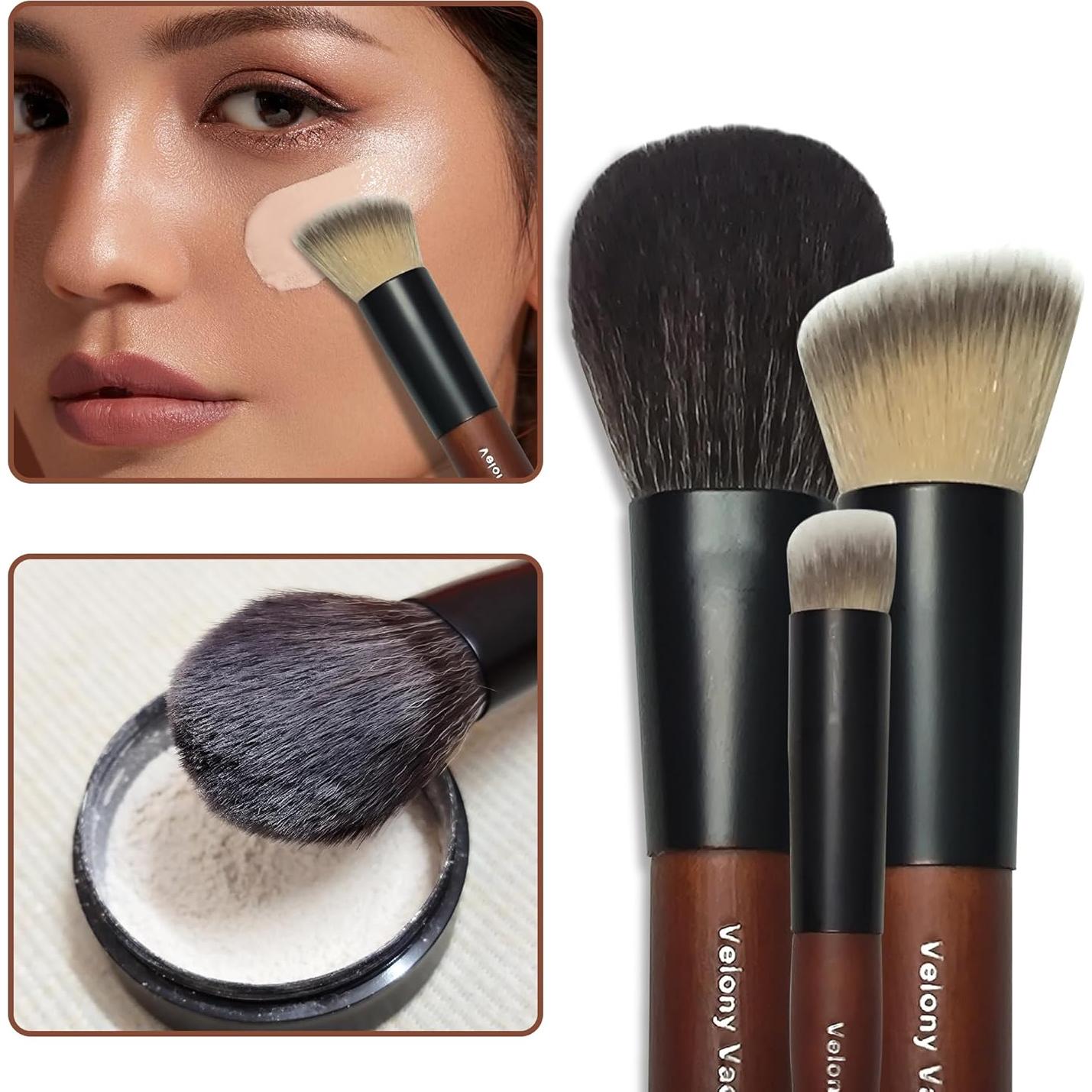 Juego de Brochas de Maquillaje Veganas Velony Vacay 14 Piezas