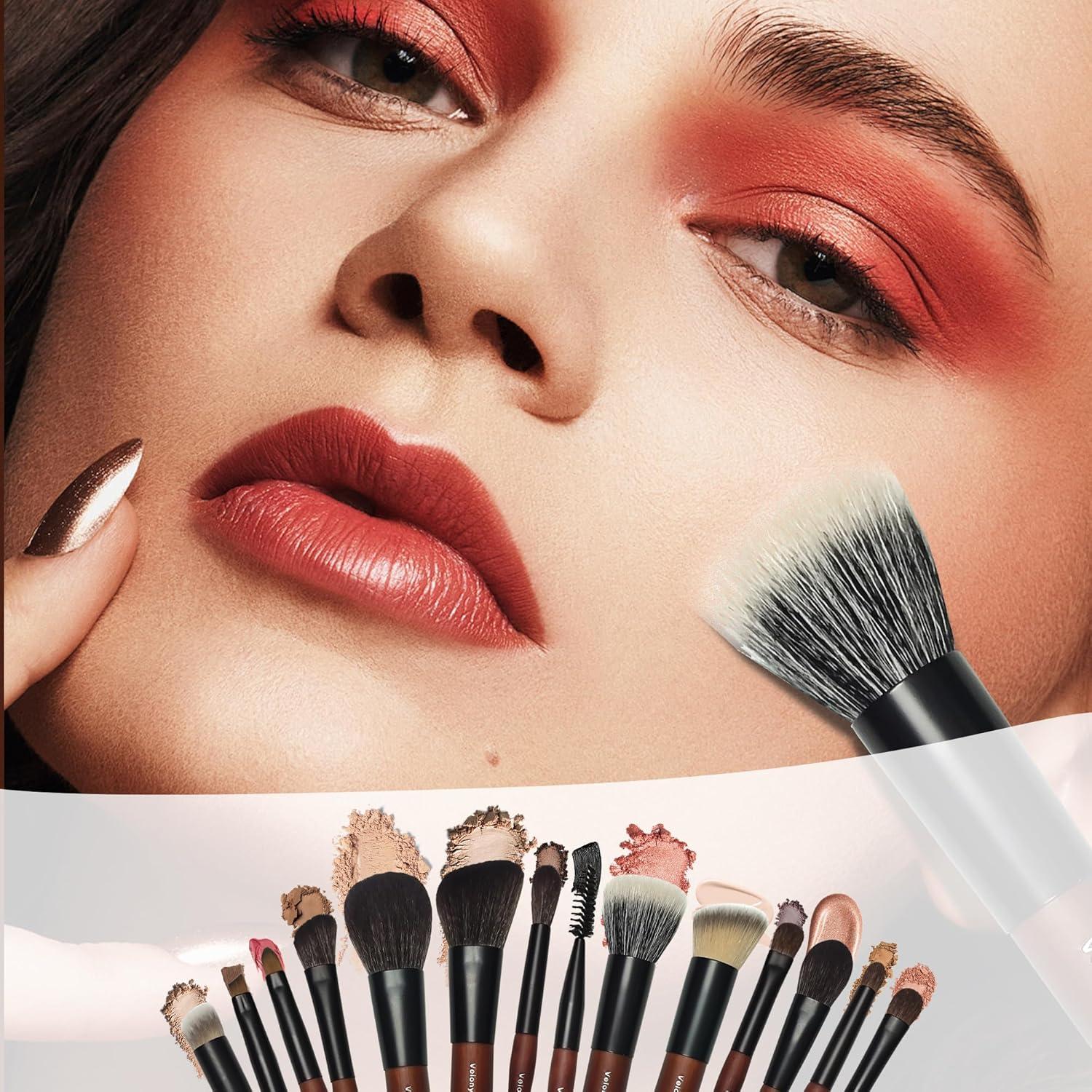 Juego de Brochas de Maquillaje Veganas Velony Vacay 14 Piezas