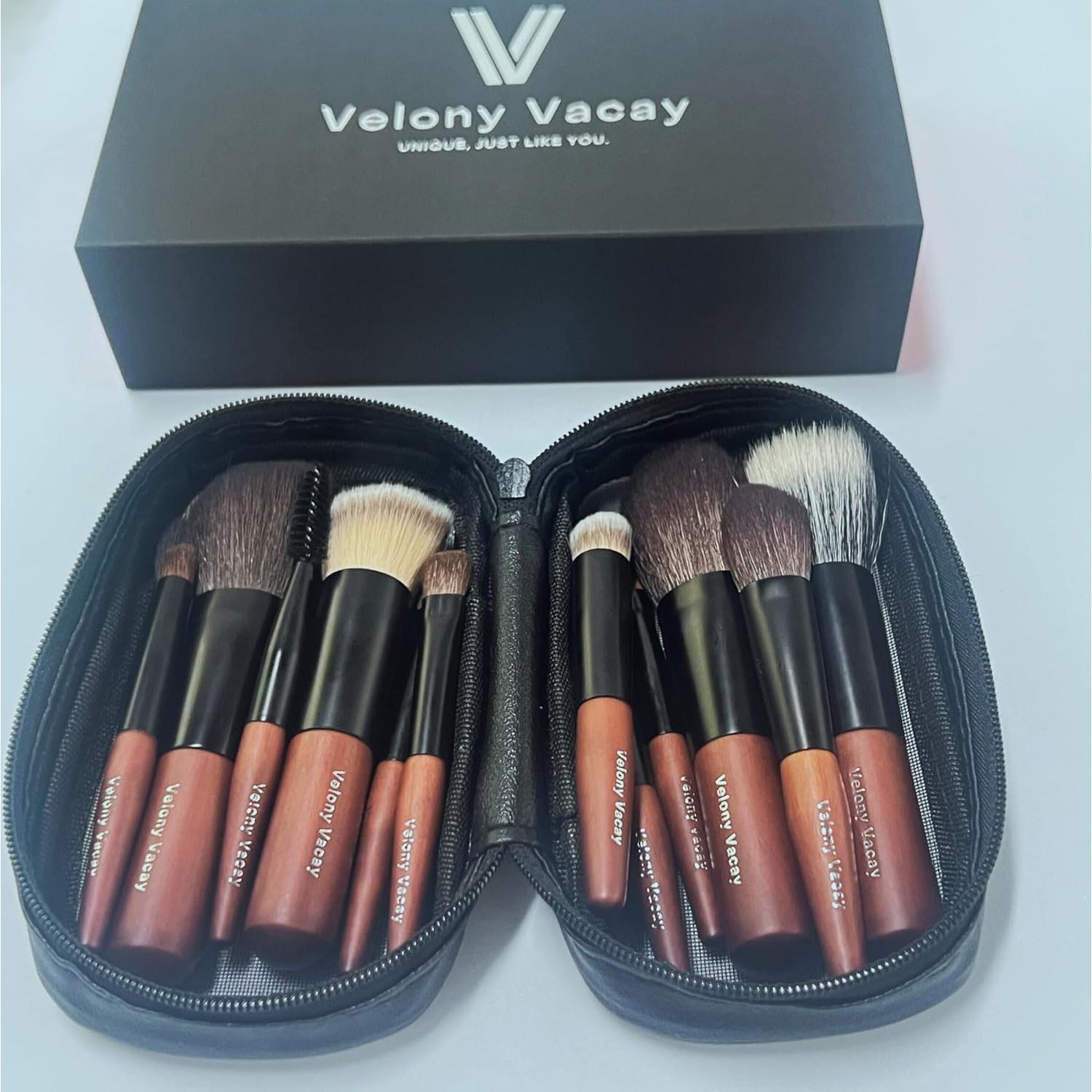 Juego de Brochas de Maquillaje Veganas Velony Vacay 14 Piezas