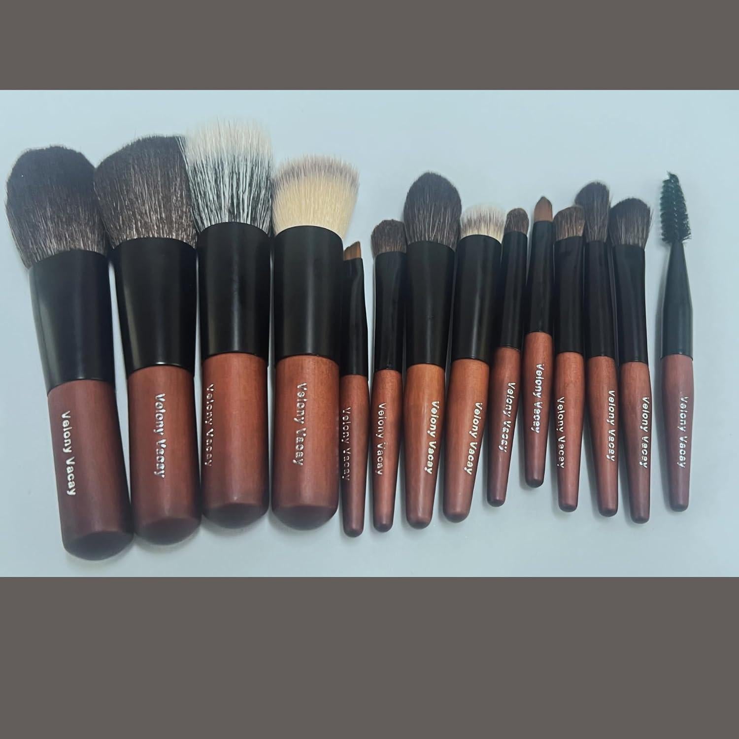 Juego de Brochas de Maquillaje Veganas Velony Vacay 14 Piezas