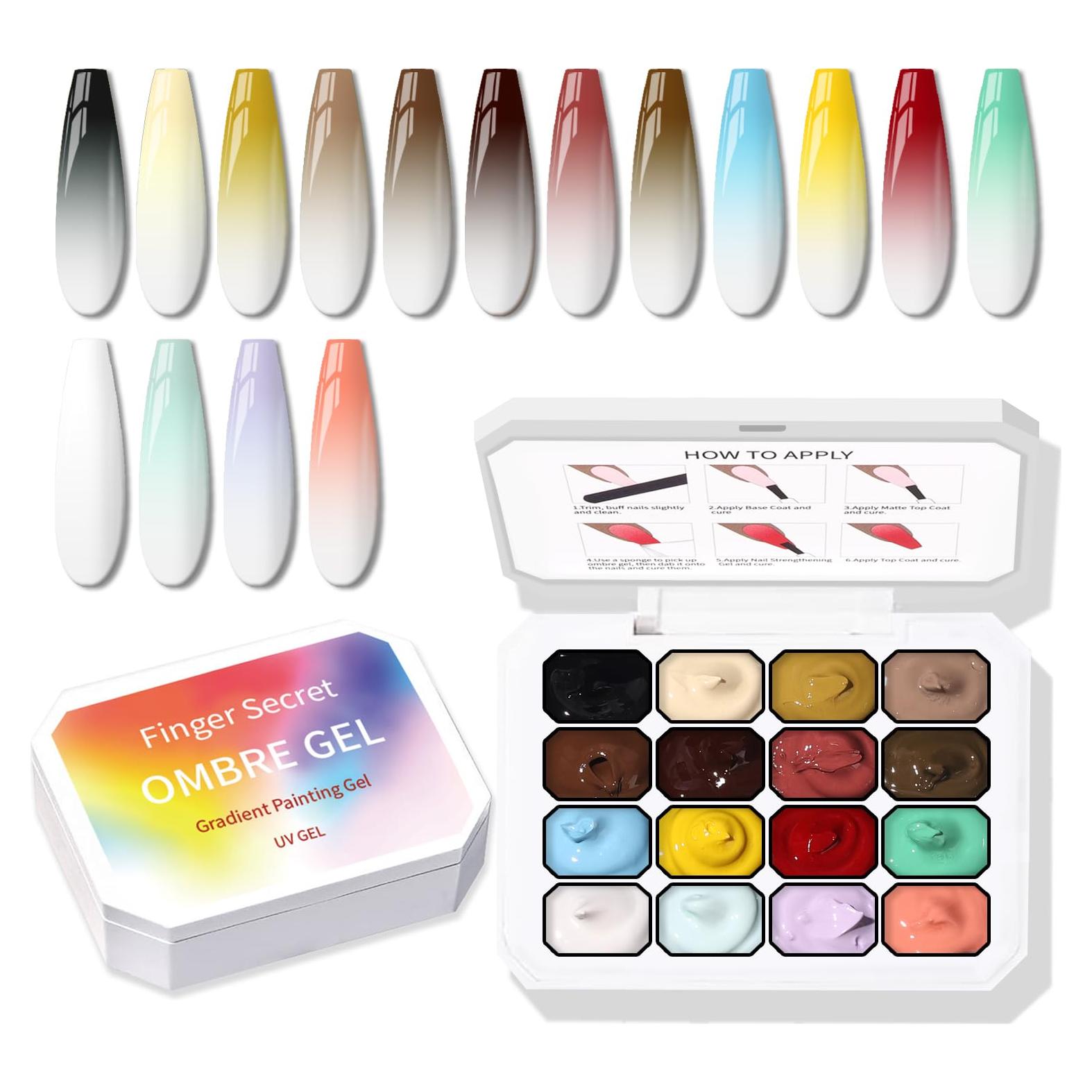 Gel de Uñas Karroy Ombre Gradiente 16 Colores, Curado UV/LED