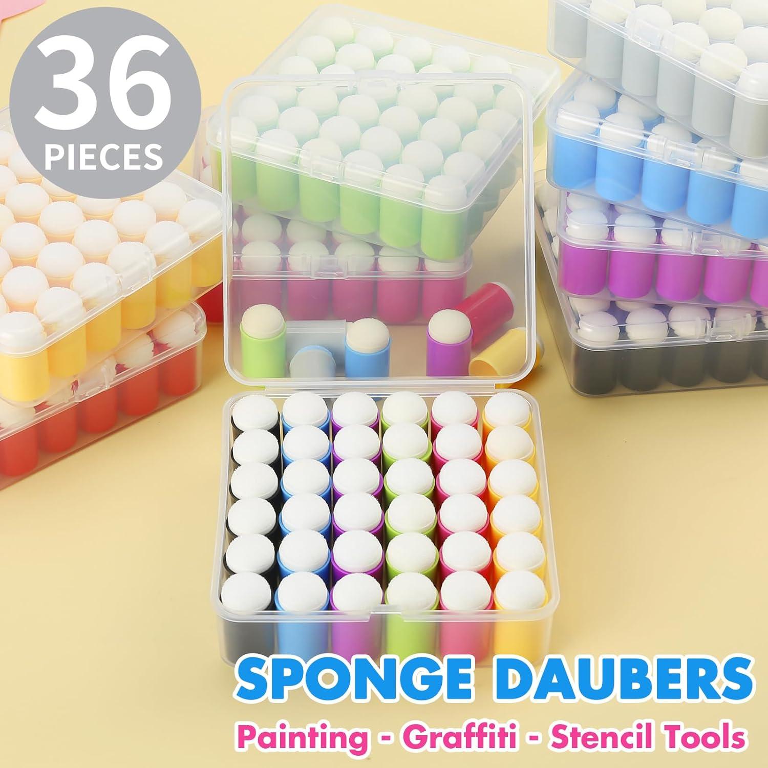 36 Aplicadores de Esponja HAUSTGO con Estuche - 32mm para Manualidades