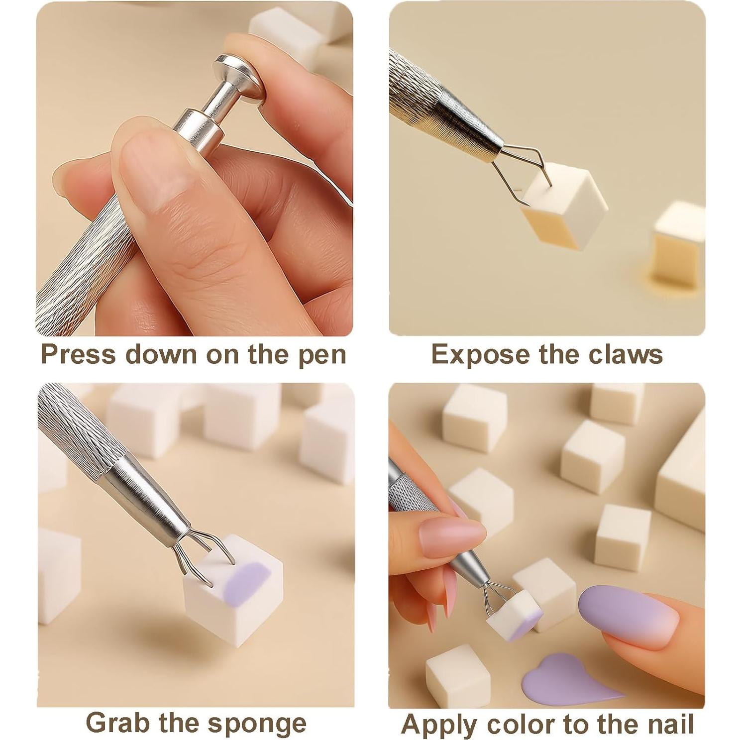 Set 150 Esponjas para Uñas HomTop + Lápiz Agarrador