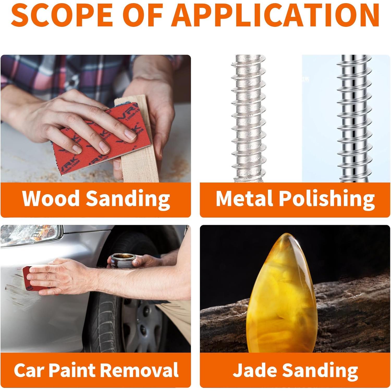 28 Esponjas de Lijado VRKET 320 Granos para Madera y Metal