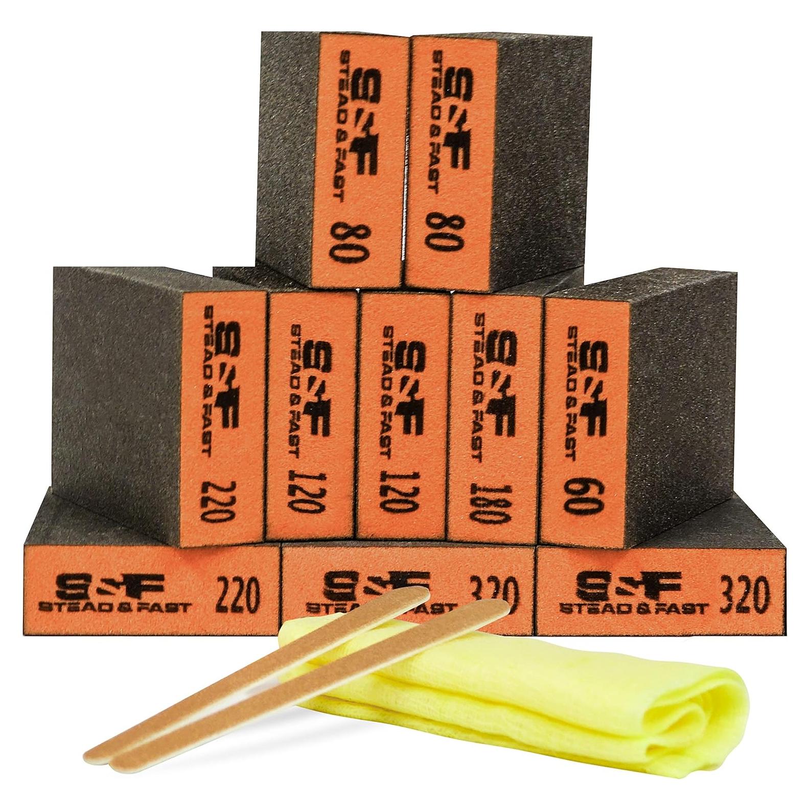Bloque de Lijado 10 Pcs S&F STEAD & FAST Granos 60-320