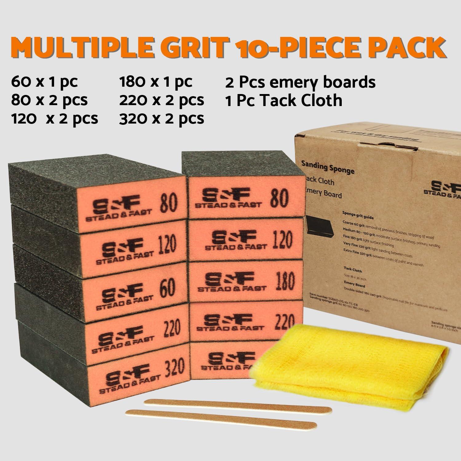 Bloque de Lijado 10 Pcs S&F STEAD & FAST Granos 60-320
