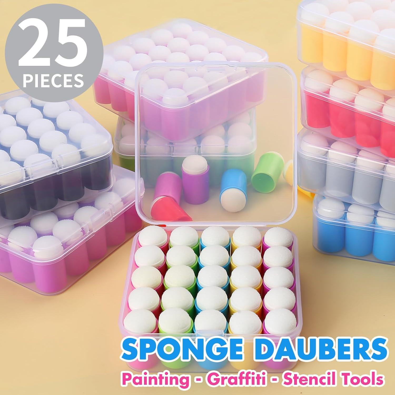 25 Aplicadores de Esponja HAUSTGO con Estuche - 32mm para Pintura