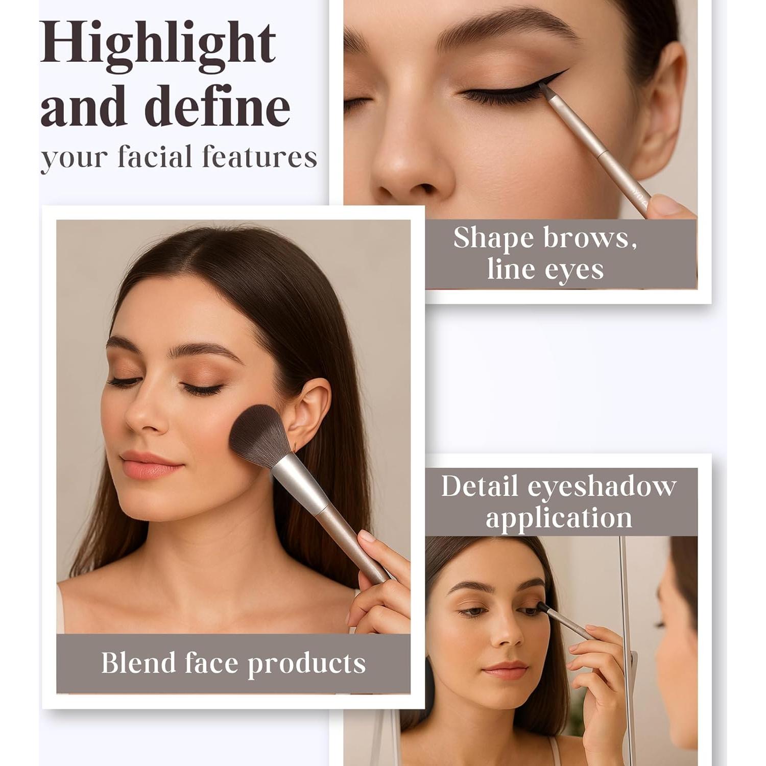 Juego de Brochas de Maquillaje 15 Piezas SaDM Shiny Cerdas Sintéticas