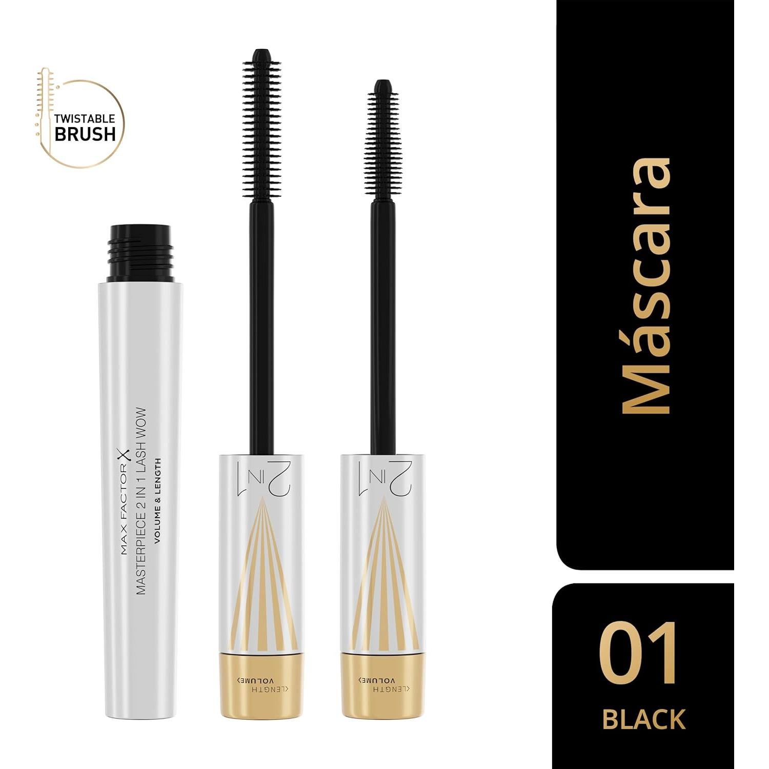 Máscara Max Factor Masterpiece 2 en 1 Lash Wow - Negro