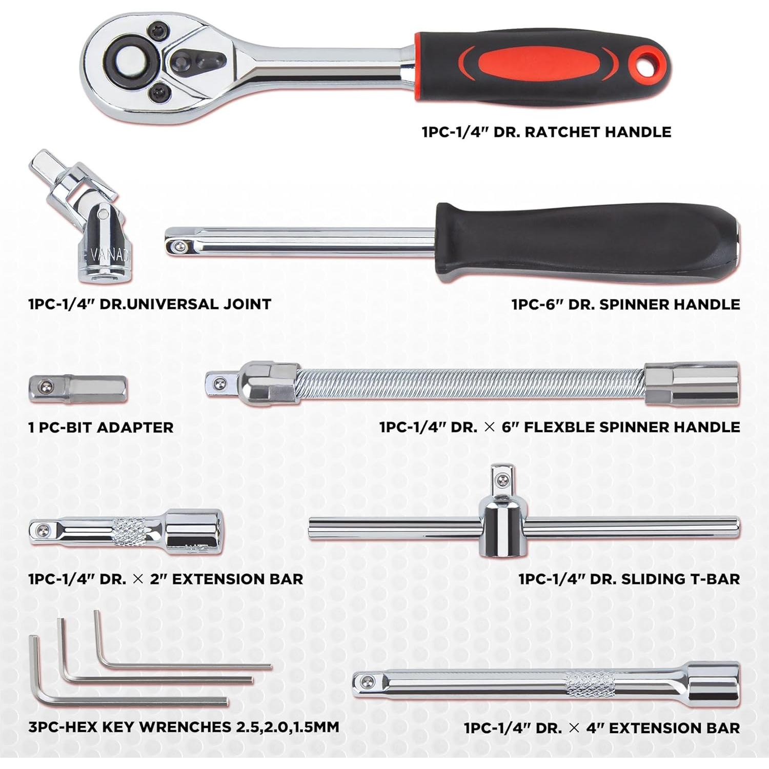 Juego de Llave de Carraca 53 Piezas CARTMAN con Estuche