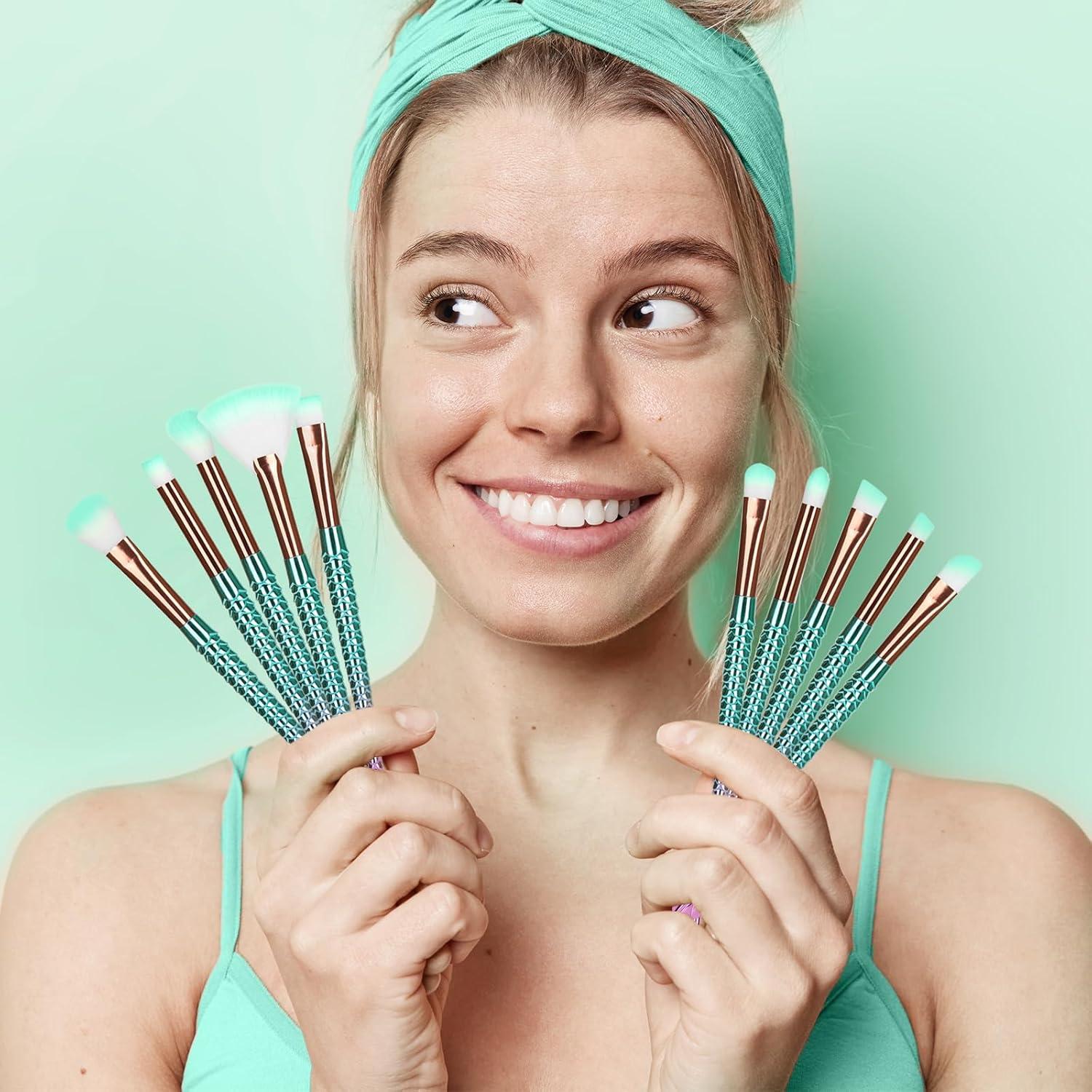 Juego de Brochas de Maquillaje 10 Piezas FULINJOY Cerdas Suaves