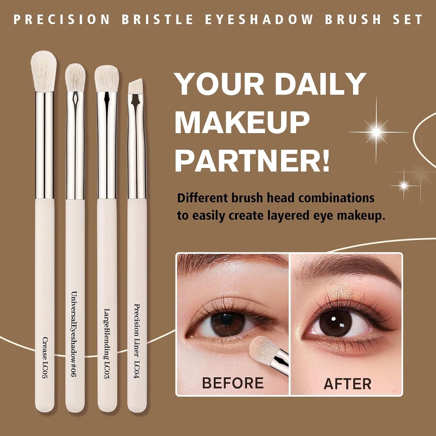 Juego de Pinceles para Sombras de Ojos LOCKCUTE - 4 Piezas