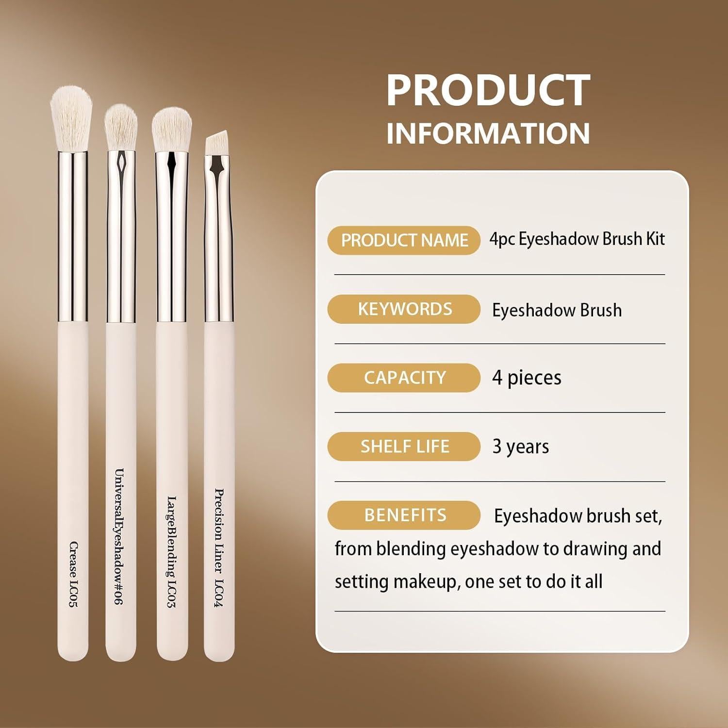 Juego de Pinceles para Sombras de Ojos LOCKCUTE - 4 Piezas