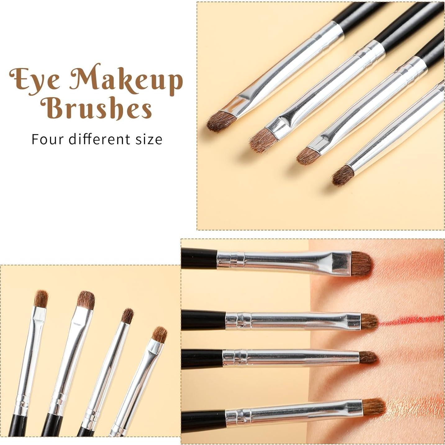 Conjunto de 4 Pinceles Profesionales para Maquillaje de Ojos Abeillo