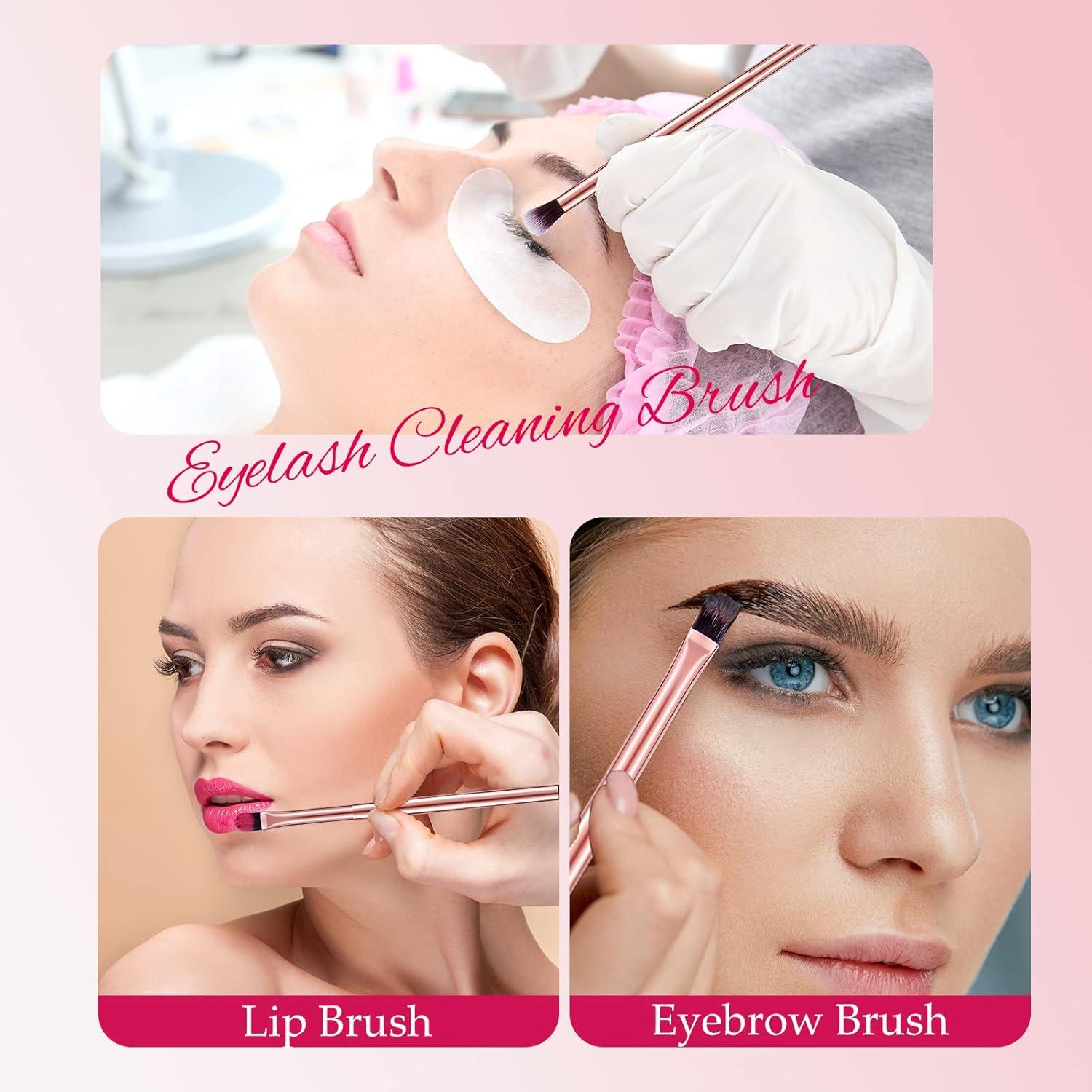 12 Brochas de Maquillaje Doble Punta Perthlin Oro Rosa