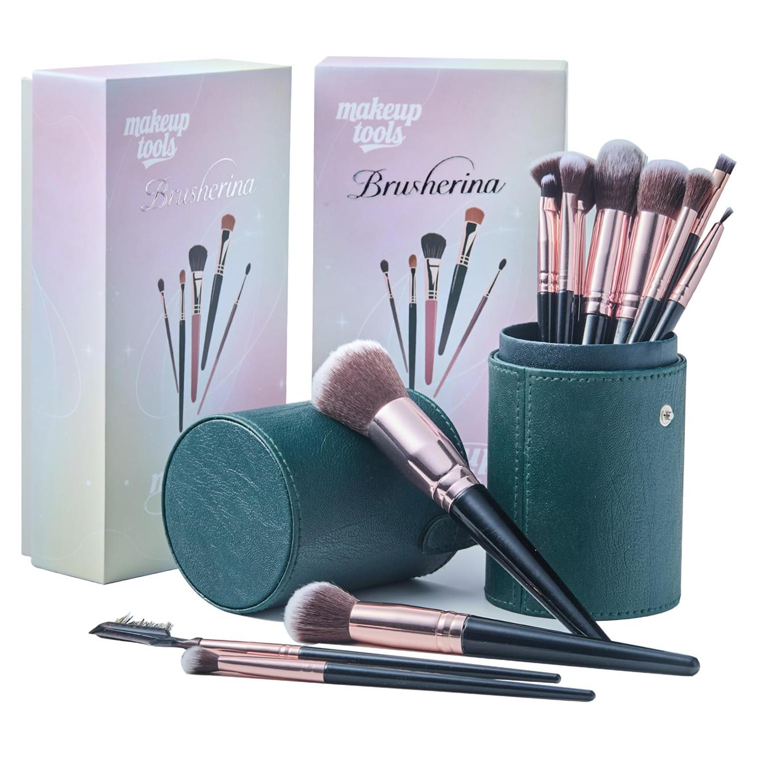Juego de Brochas de Maquillaje Profesional Brusherina 15 Piezas