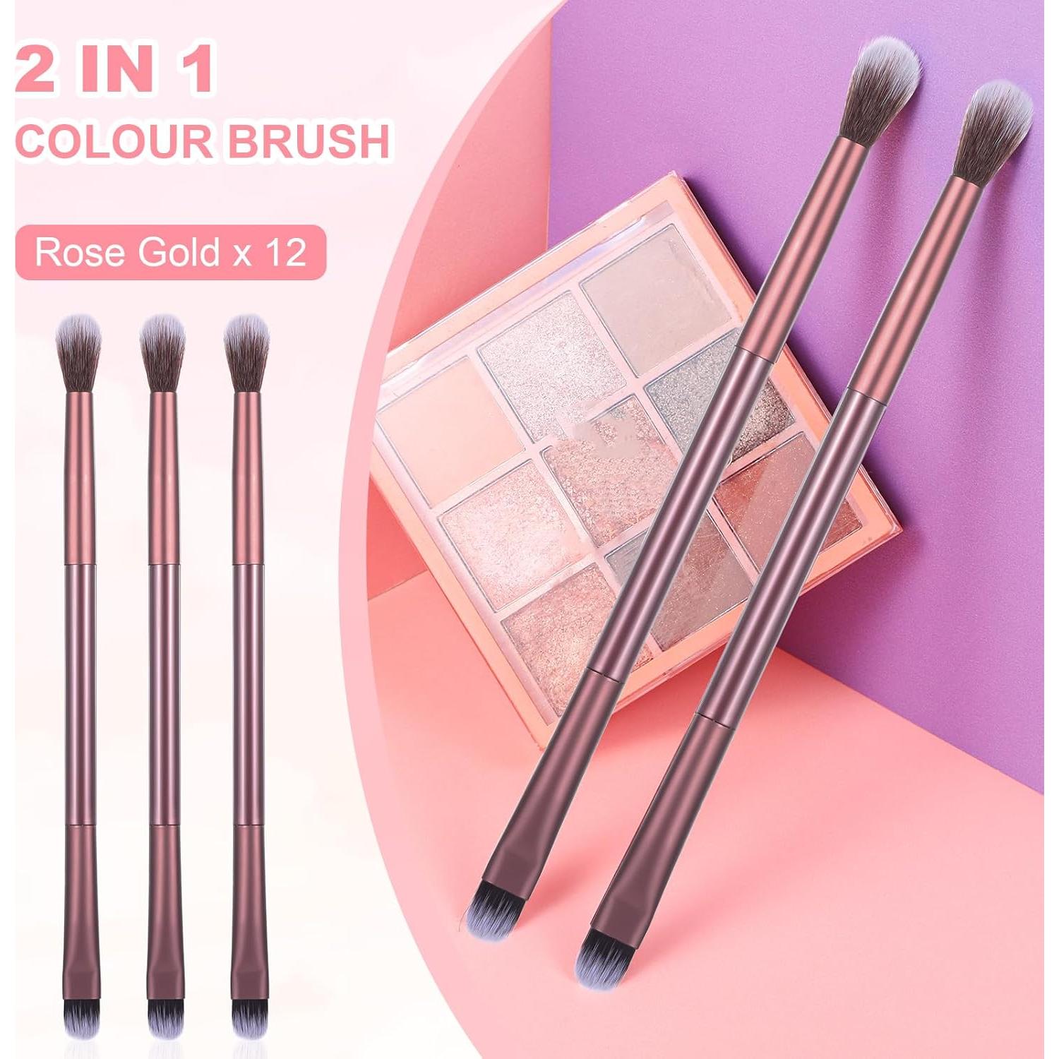 12 Brochas de Maquillaje 2 en 1 LLOUSSAK para Sombra de Ojos