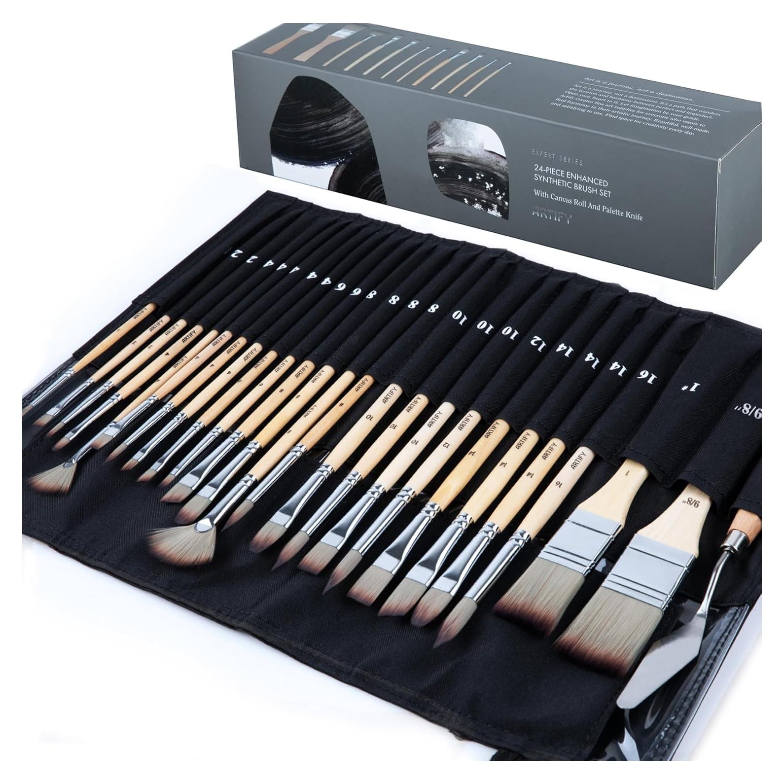 Set de Pinceles Profesionales ARTIFY 25 Piezas Nailon Sintético