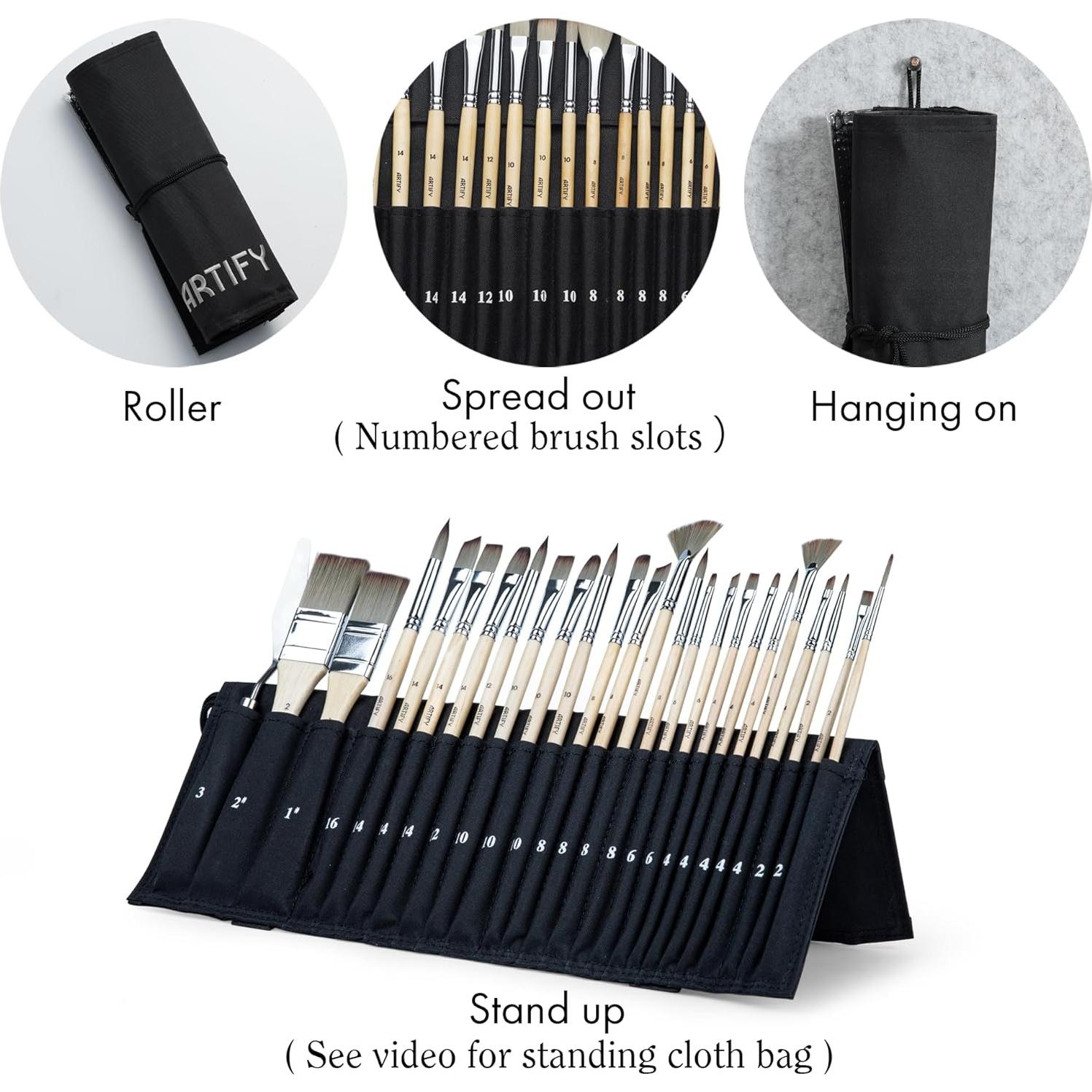 Set de Pinceles Profesionales ARTIFY 25 Piezas Nailon Sintético