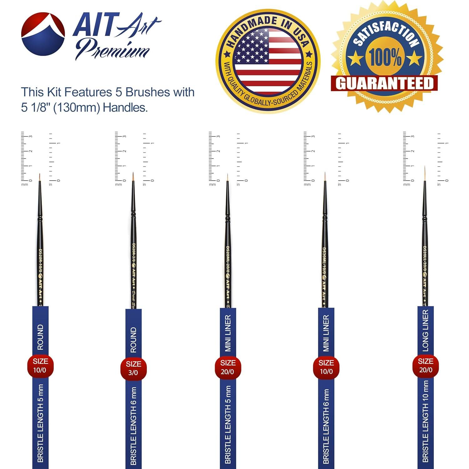 Conjunto de Pinceles de Detalle AIT Art - 5 Pinceles Sintéticos
