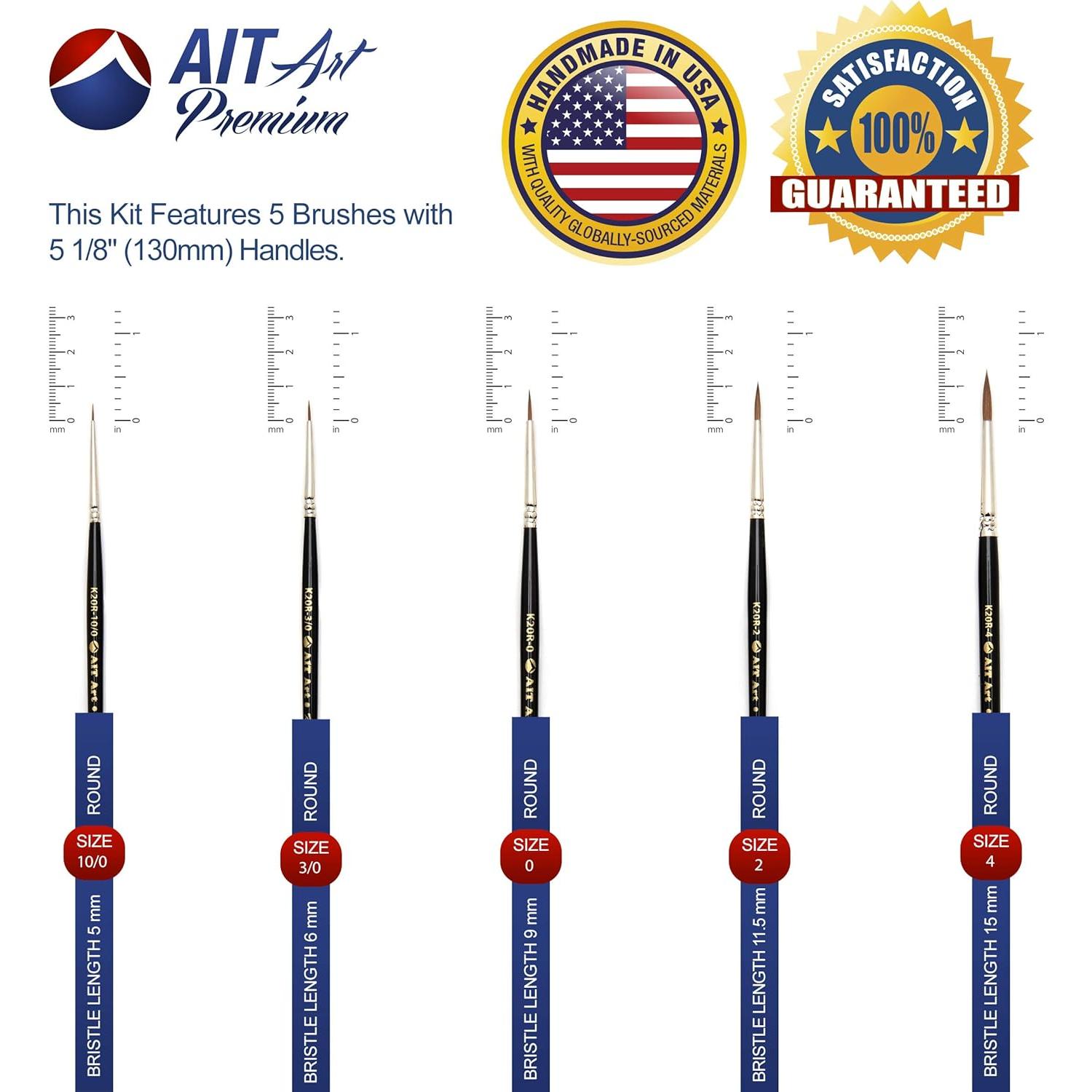 Conjunto de Pinceles de Detalle AIT Art - 5 Pinceles Kolinsky