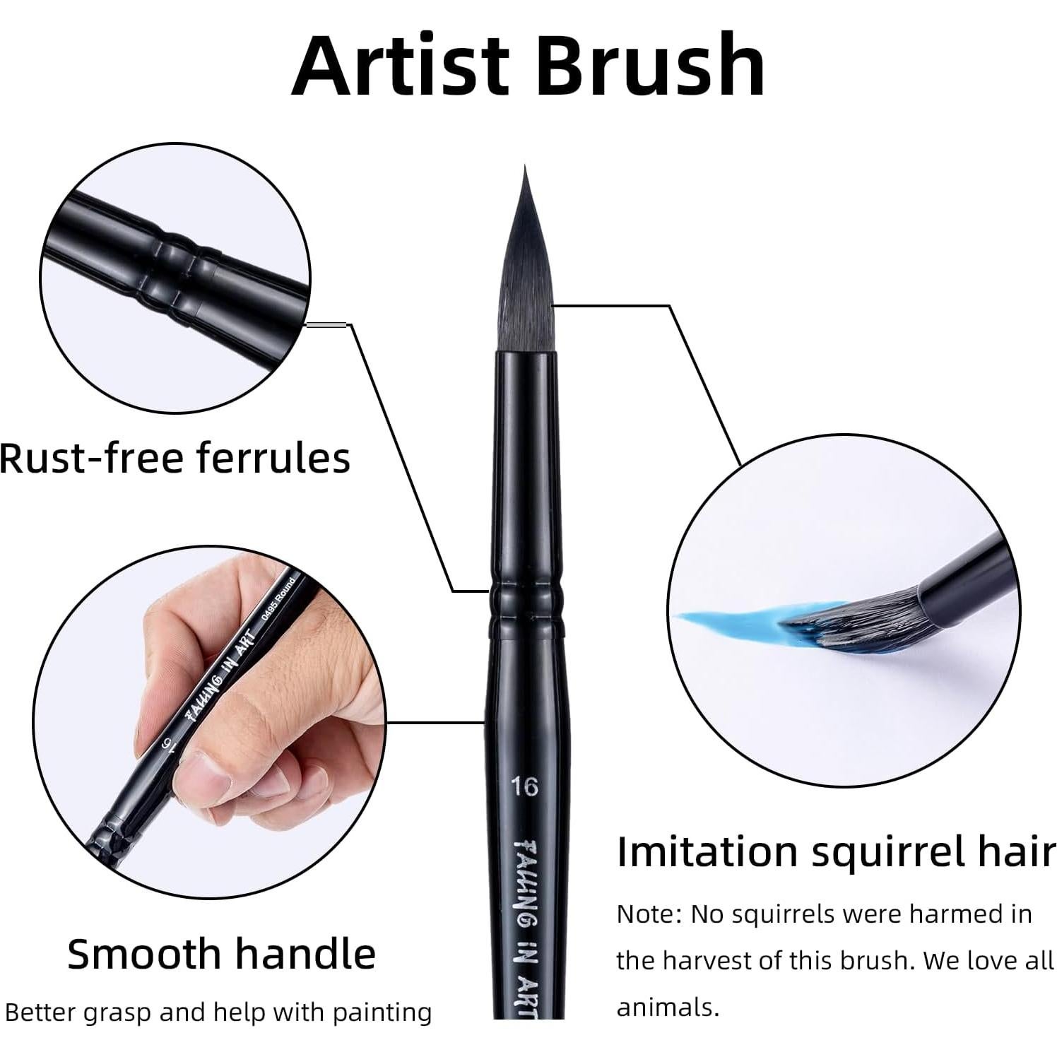 Juego de Pinceles Profesionales Falling in Art 8 Pcs Pelo Sintético