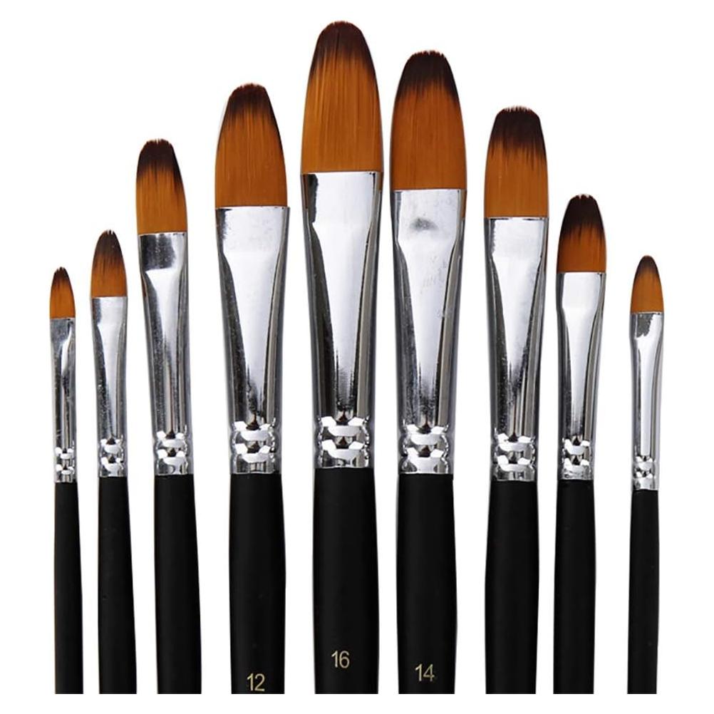 Juego de Pinceles Filbert HOJIBOFA 9 Piezas Nylon para Pintura