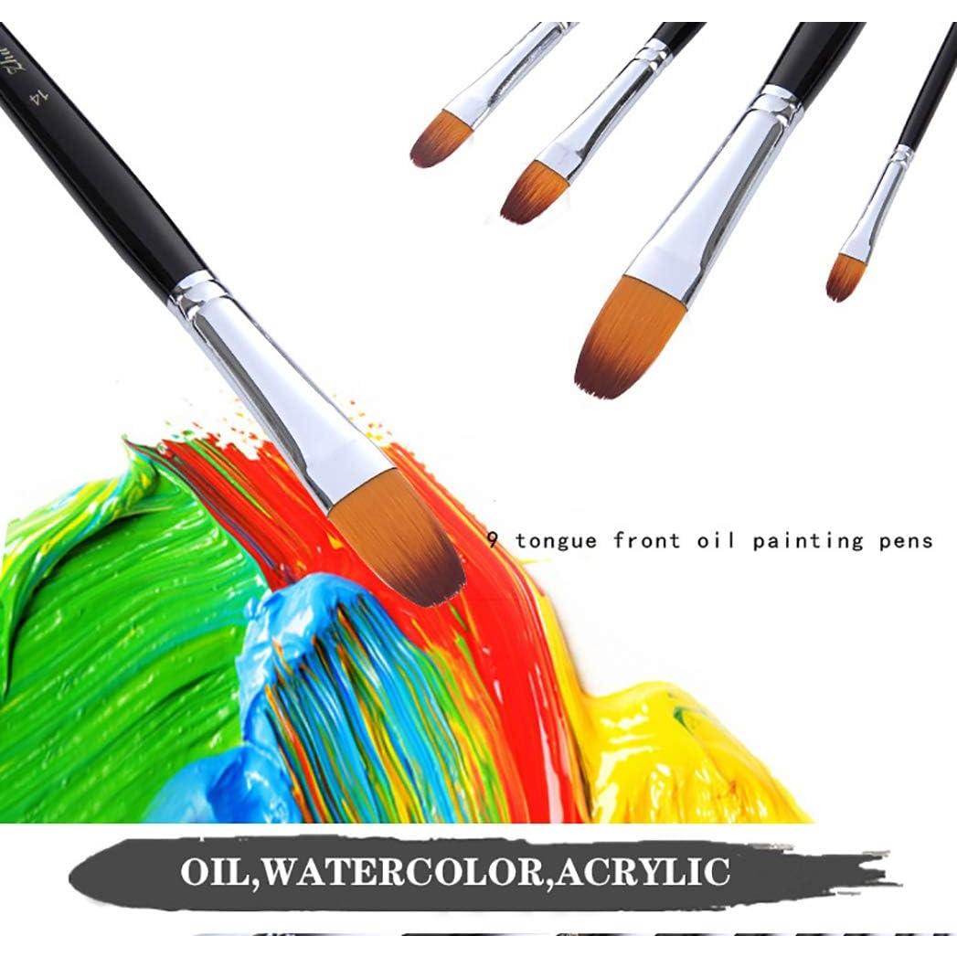 Juego de Pinceles Filbert HOJIBOFA 9 Piezas Nylon para Pintura