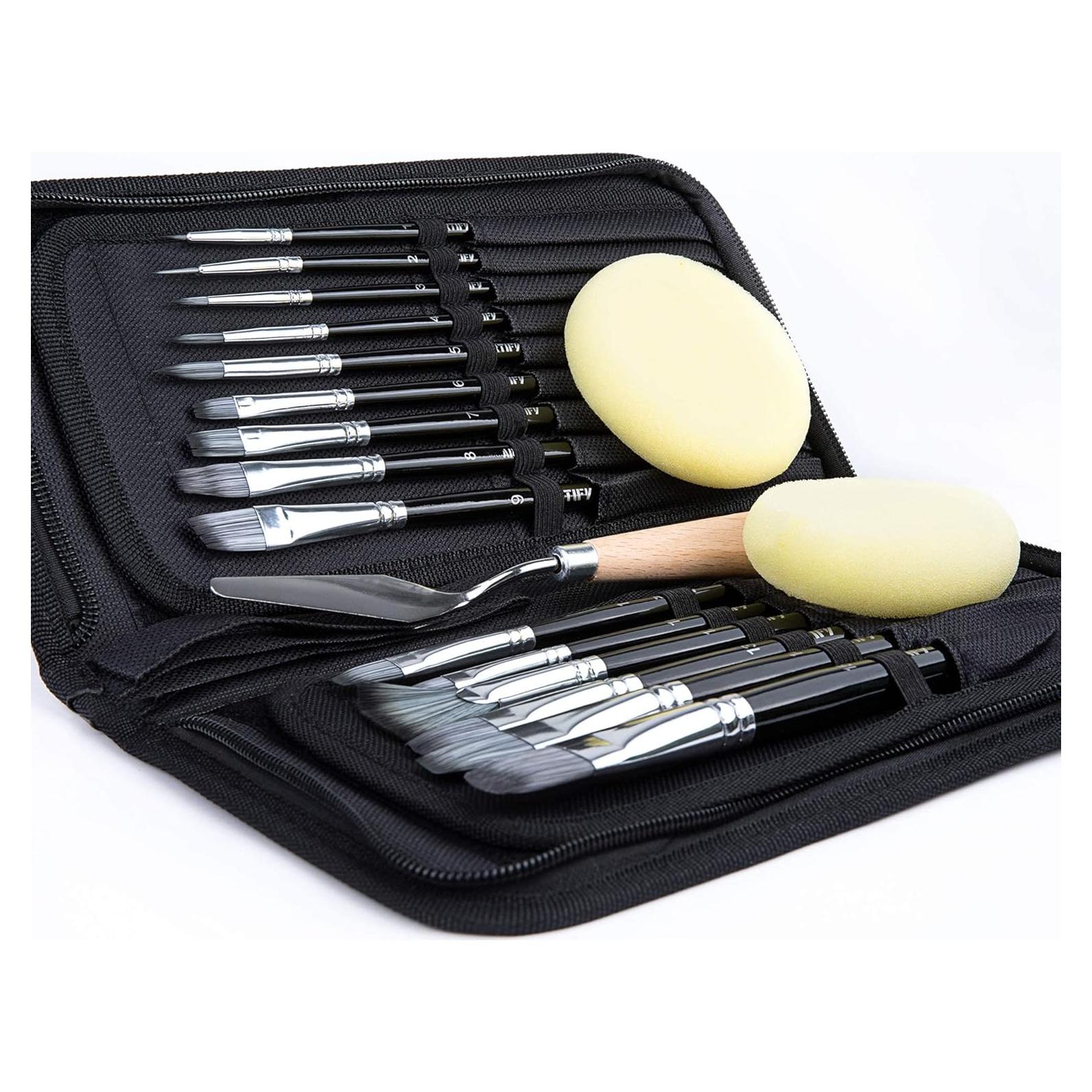 Juego de Pinceles de Pintura 18 Pzs ARTIFY Nylon Negro