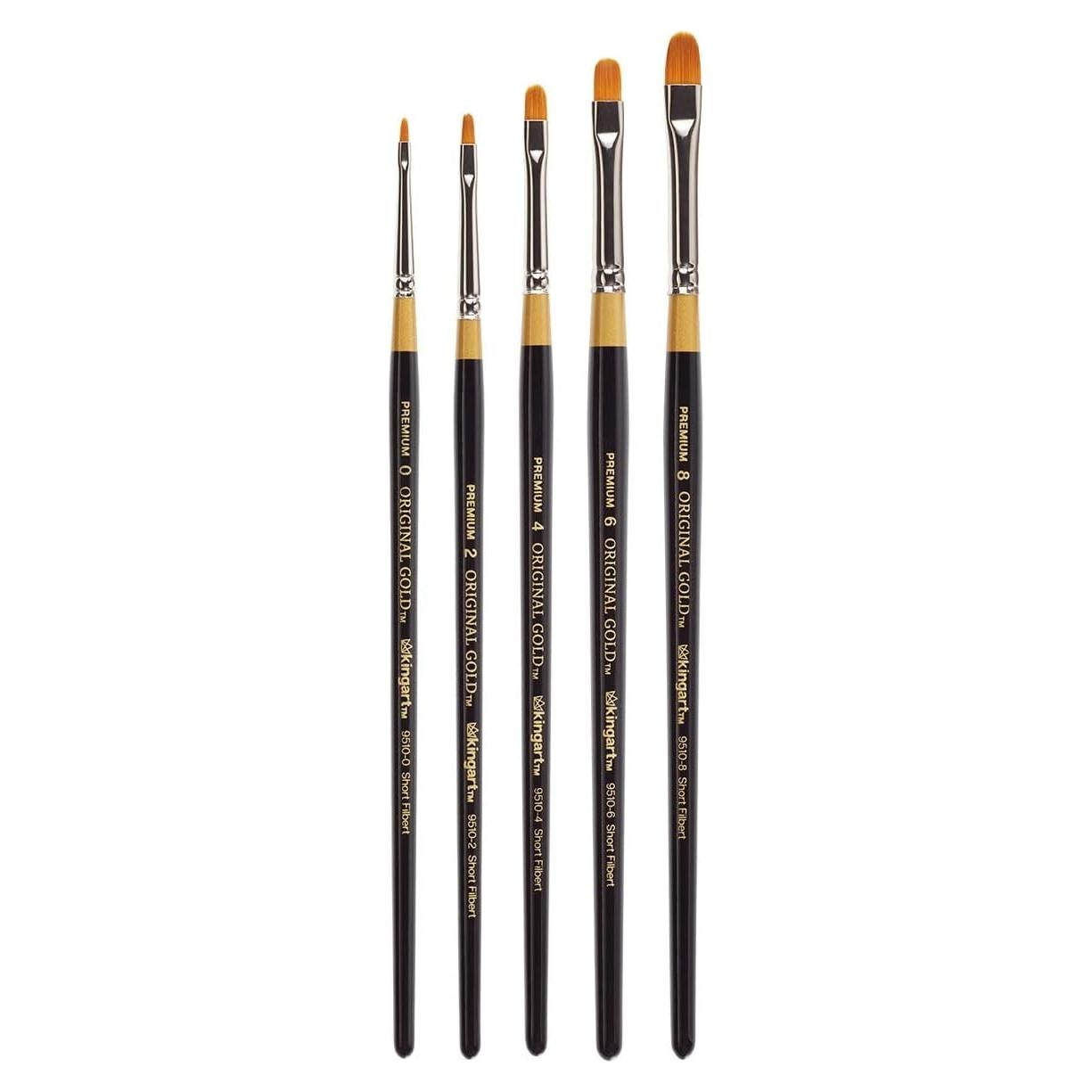 Set de 5 Pinceles Filbert Cortos KINGART B-093 para Pintura
