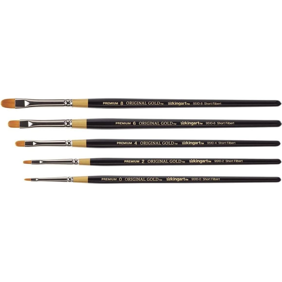 Set de 5 Pinceles Filbert Cortos KINGART B-093 para Pintura