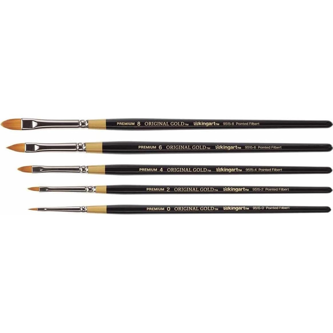 Set de Pinceles Filbert Puntiagudo KINGART B-094, 5 Piezas