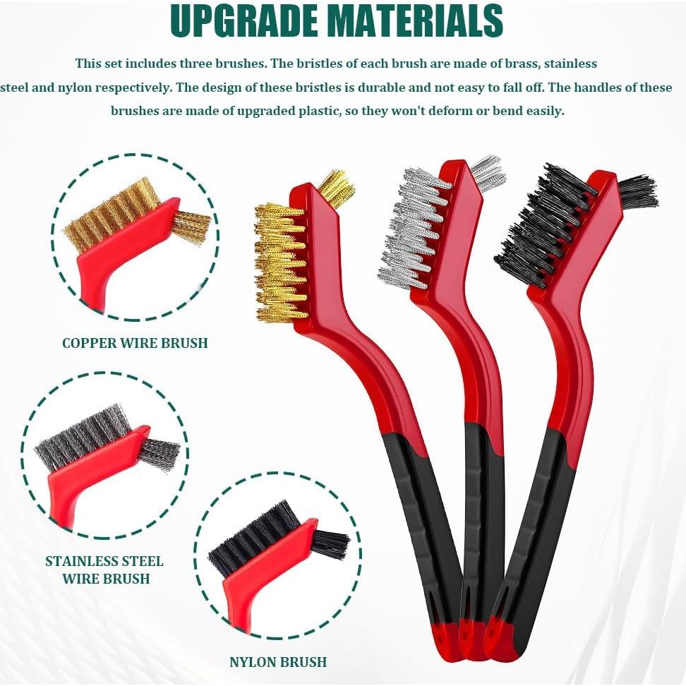 Juego de cepillos de alambre HQRNYP 3 piezas para limpieza de autos
