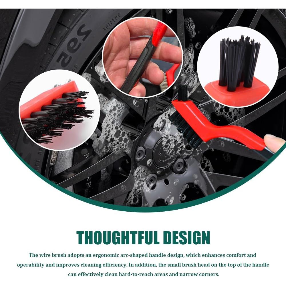 Juego de cepillos de alambre HQRNYP 3 piezas para limpieza de autos