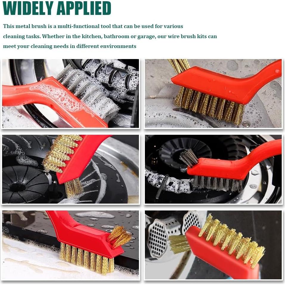 Juego de cepillos de alambre HQRNYP 3 piezas para limpieza de autos