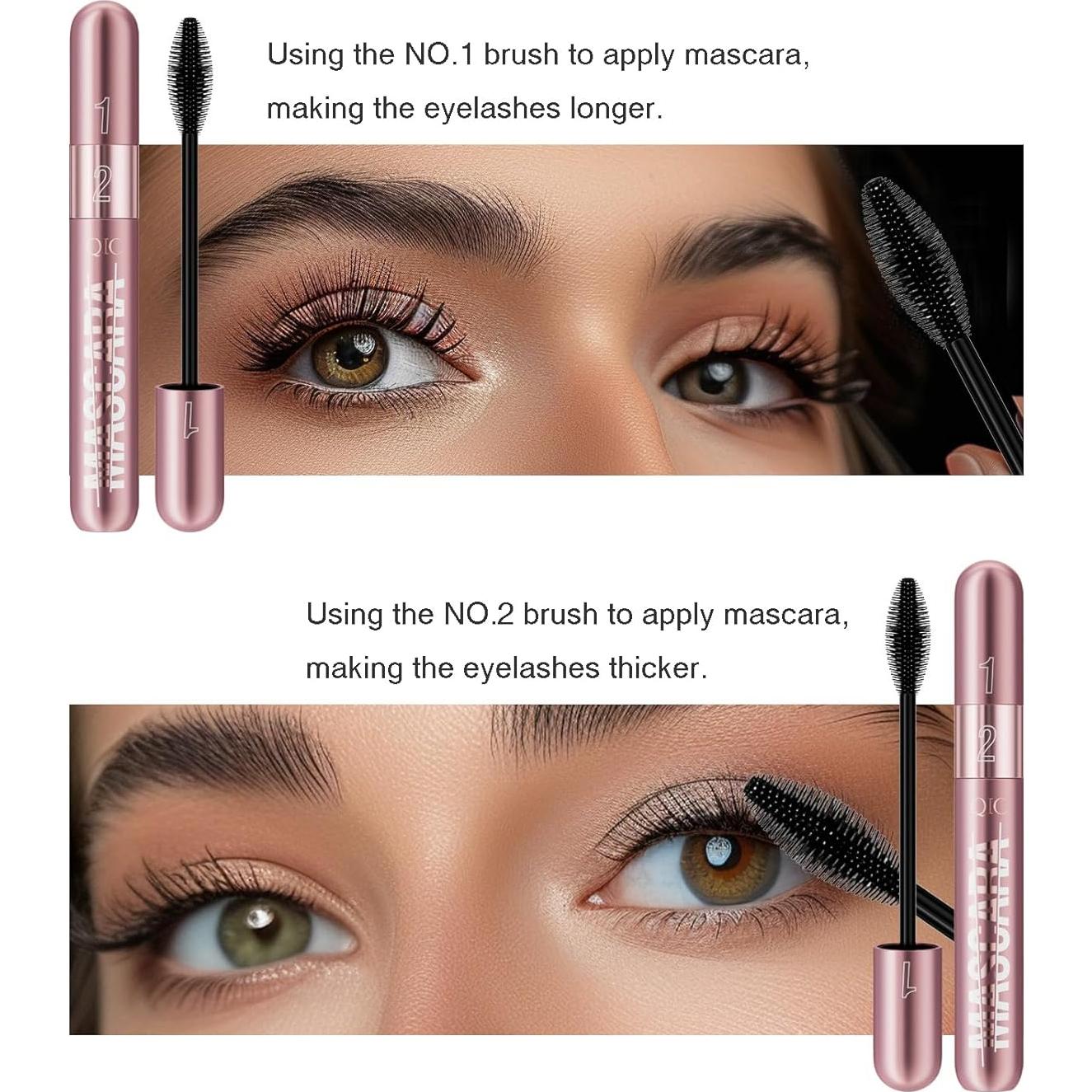 Máscara de Pestañas 2 en 1 GHFCZOO, Alargamiento y Volumen