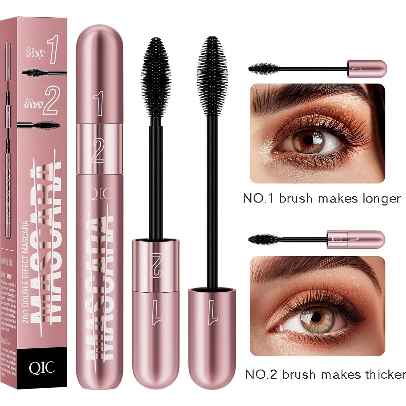 Máscara de Pestañas 2 en 1 GHFCZOO, Alargamiento y Volumen