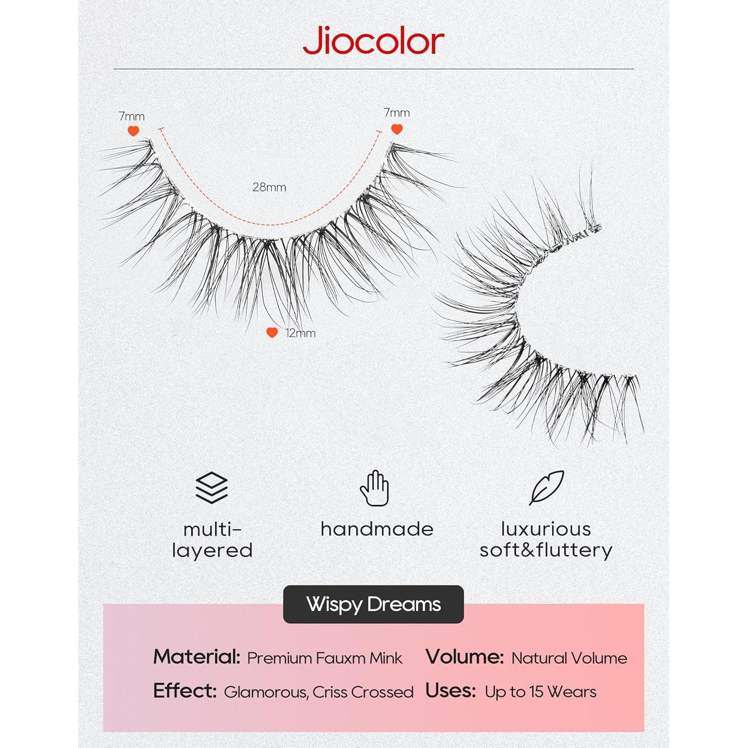 Pestañas Postizas Jiocolor Sueño Wispy 12mm 7 Pares Naturales