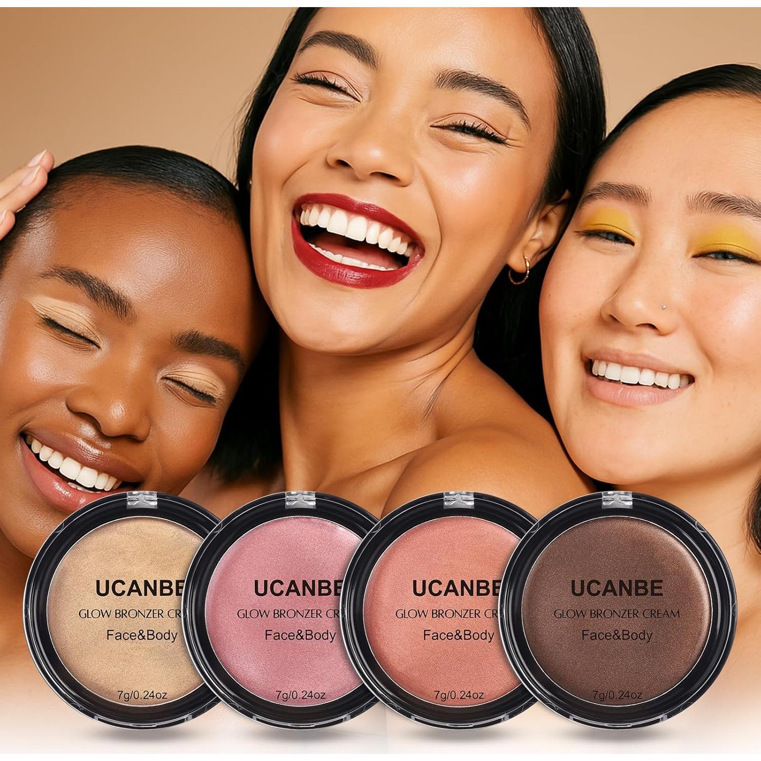 Crema Bronceadora UCANBE para Cara y Cuerpo 50g - Brillo Dorado