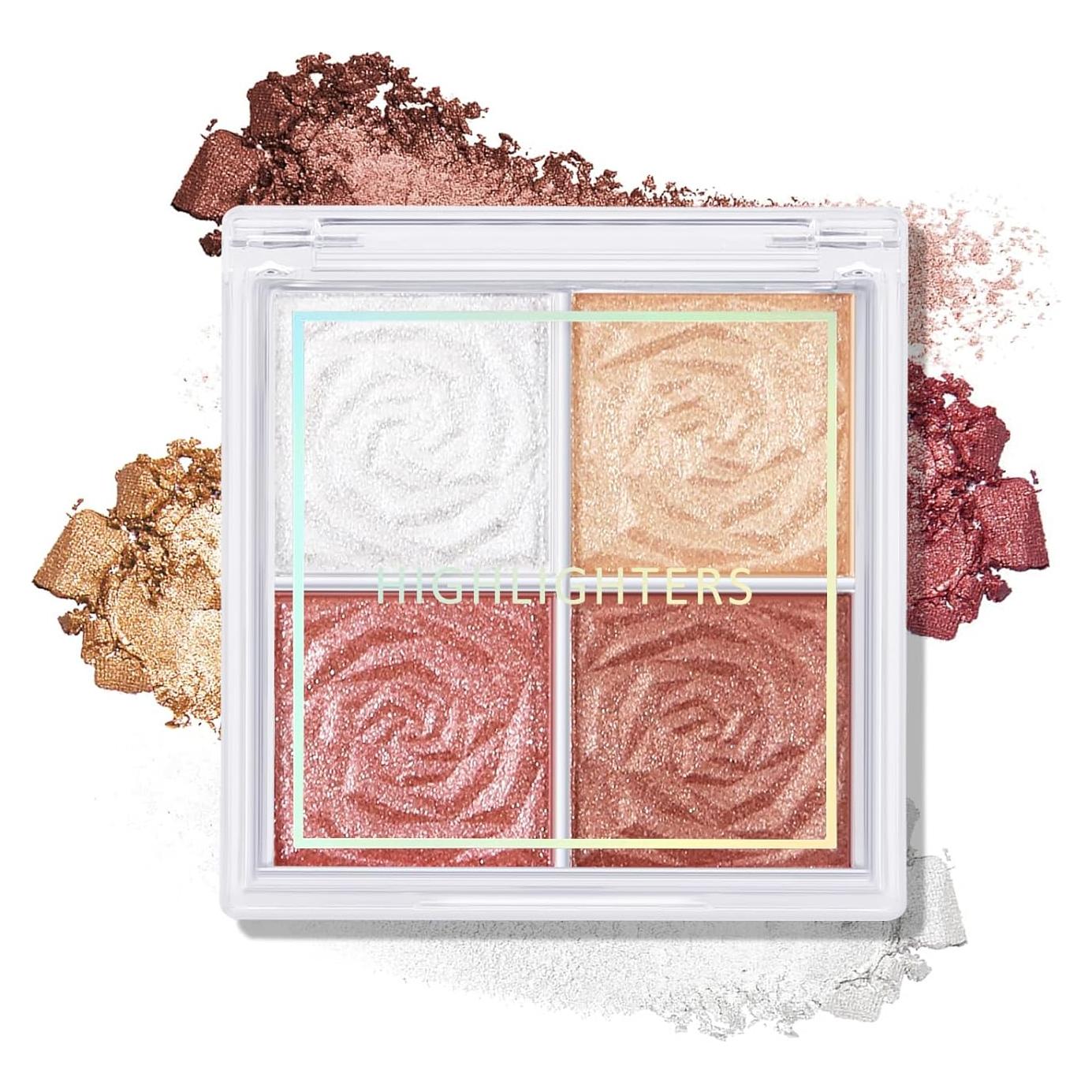 Paleta de Rubor e Iluminador Boobeen - 4 Colores Brillantes