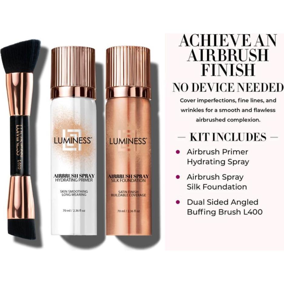 Kit de Maquillaje en Spray Airbrush LUMINESS - Medio Claro - Base y Primer