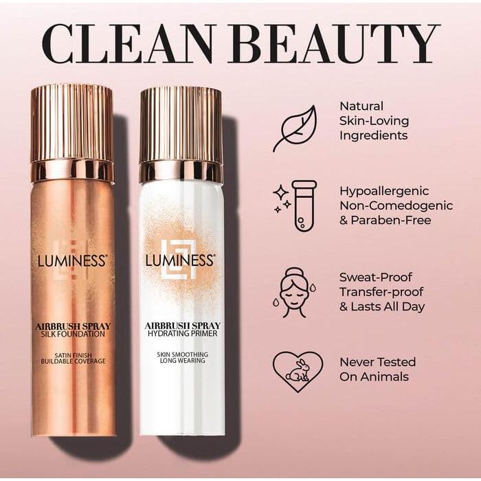 Kit de Maquillaje en Spray Airbrush LUMINESS - Medio Claro - Base y Primer