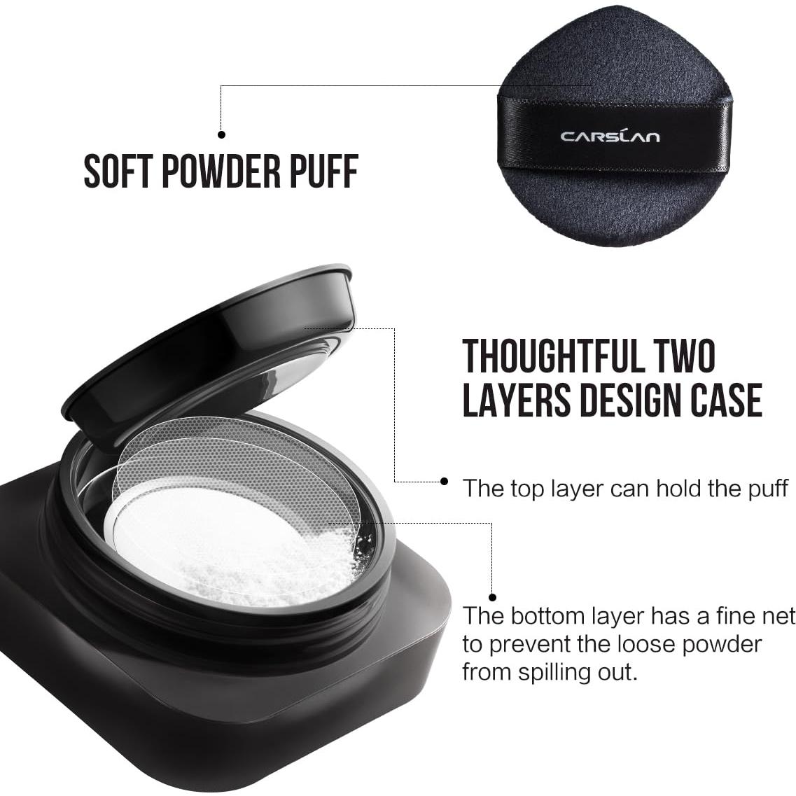 Polvo Suelto Acabado Mate CARSLAN 7.87g Translúcido