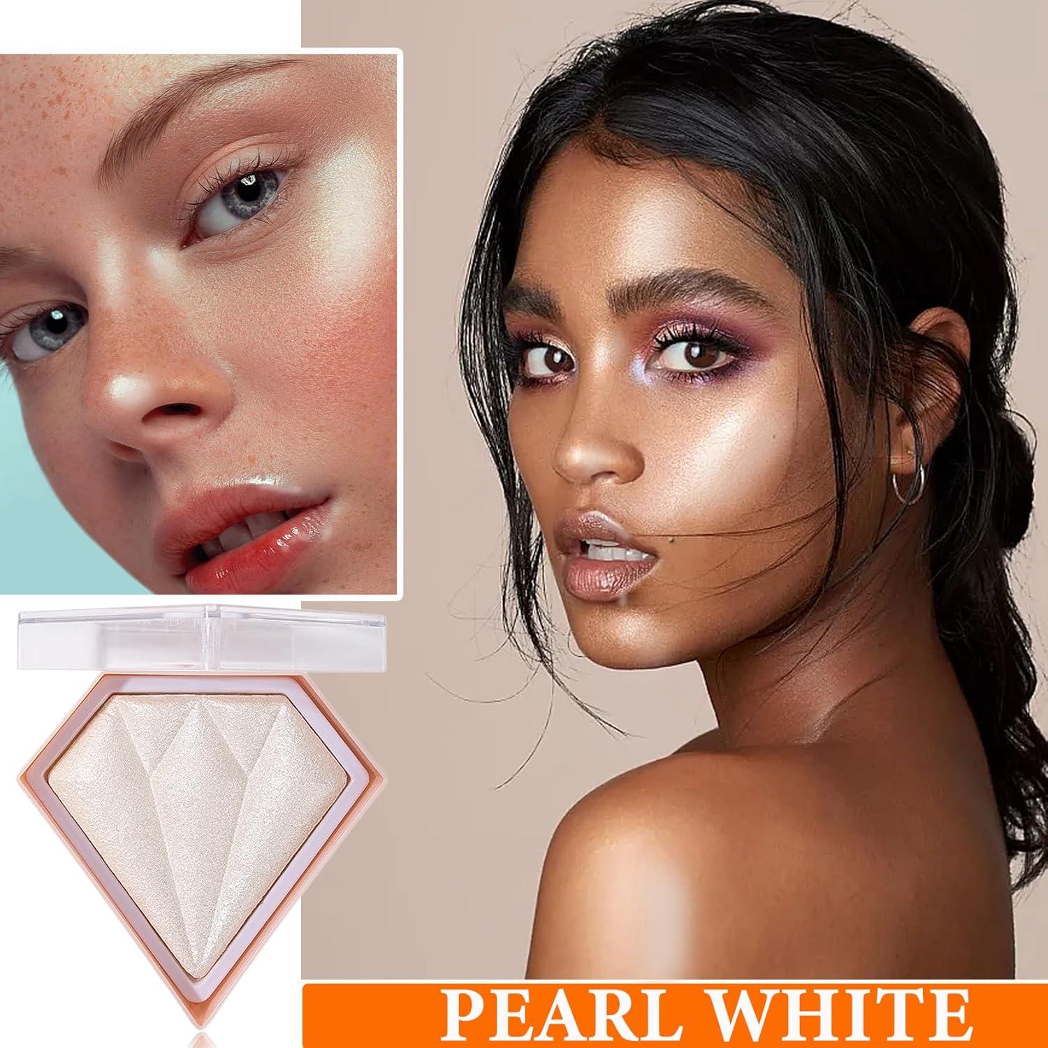 Paleta de Iluminador Brillante DuoZeng - Perla Blanca 1 Cuenta