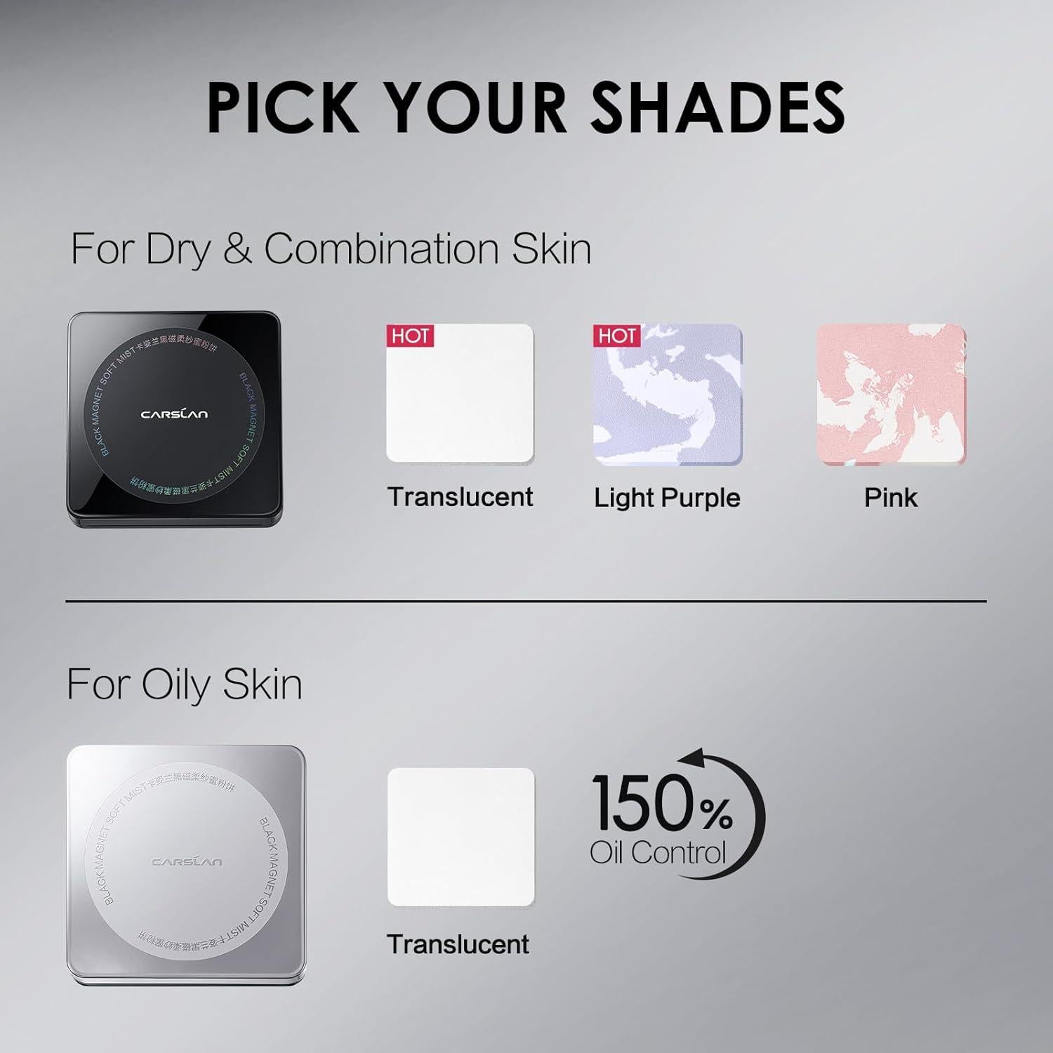 Polvo Compacto Presionado CARSLAN Translúcido 7.94g - Control Aceite 24H