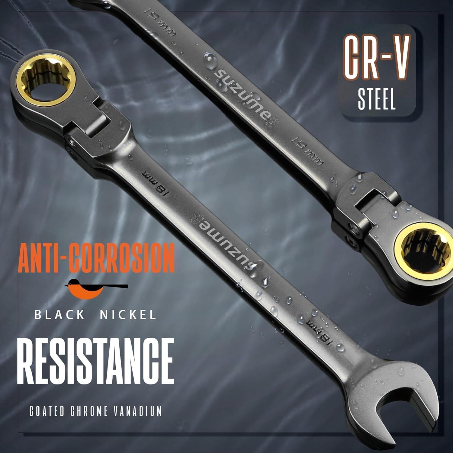 Juego de Llaves de Carraca SUZUME 12 Piezas 8-19mm Flexible