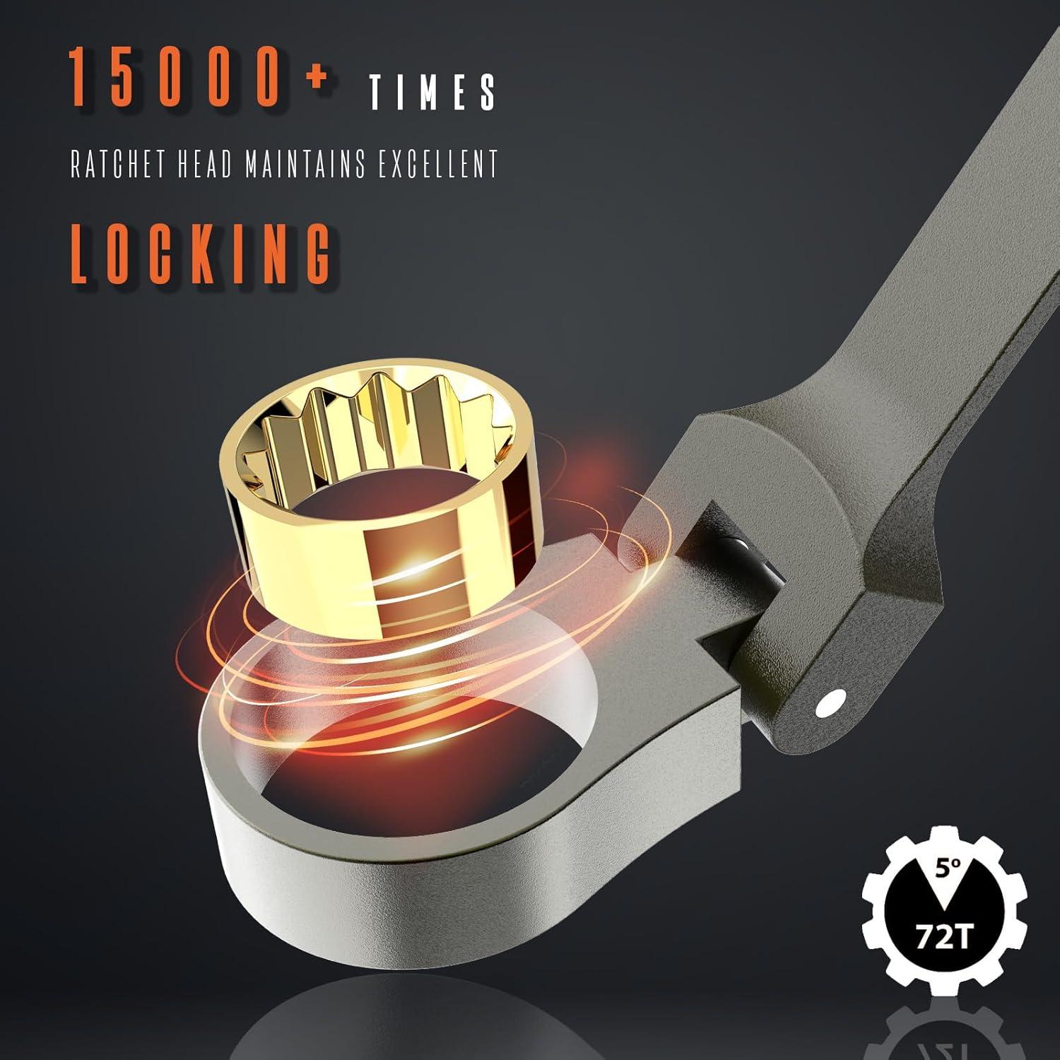 Juego de Llaves de Carraca SUZUME 12 Piezas 8-19mm Flexible