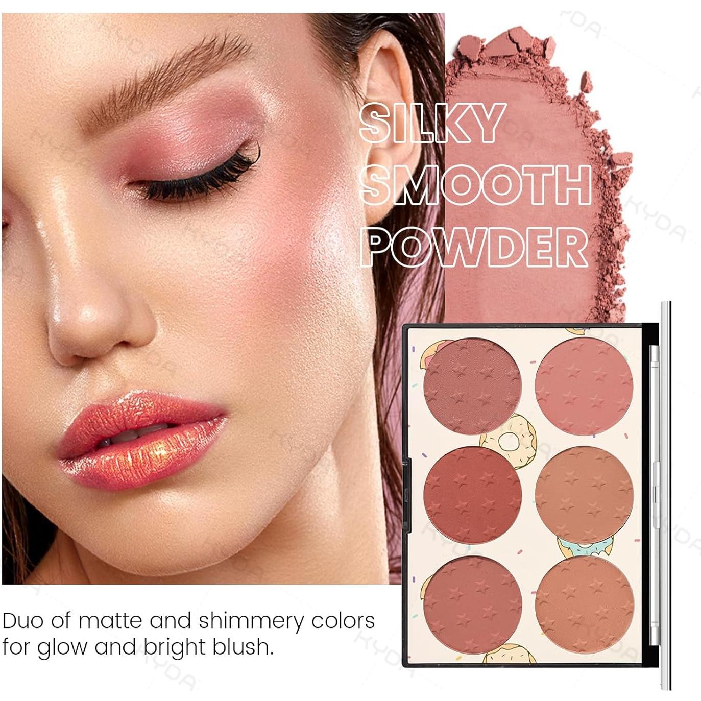 Paleta de Rubor KYDA 6 Colores Mate y Brillantes 20.1g