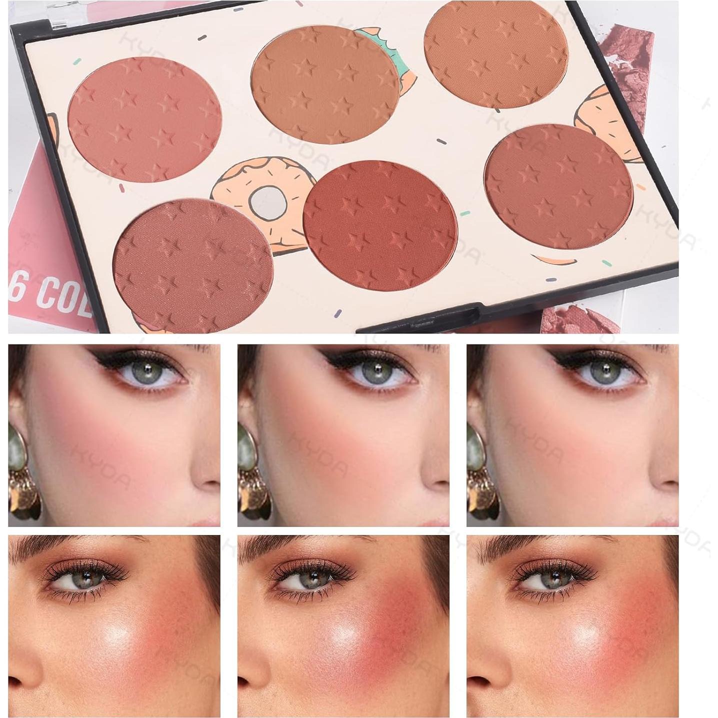 Paleta de Rubor KYDA 6 Colores Mate y Brillantes 20.1g