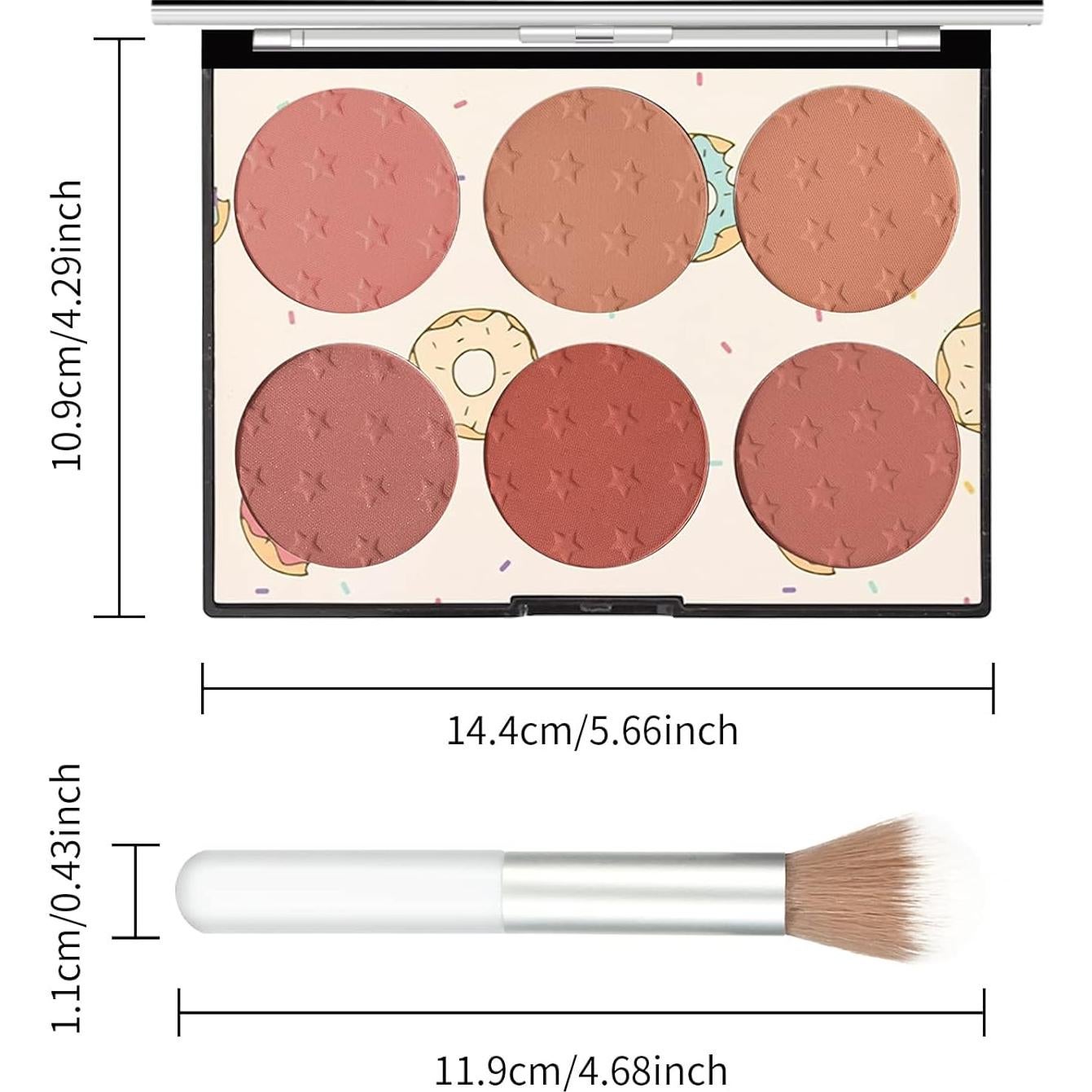 Paleta de Rubor KYDA 6 Colores Mate y Brillantes 20.1g